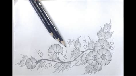 How To Draw Flower Design With Pencil Youtube