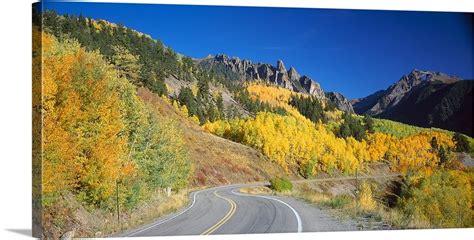 Road Along A Mountain Range Colorado State Highway 145