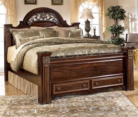 Signature Design By Ashley Gabriela Traditional King Poster Storage Bed With Drawers Del Sol
