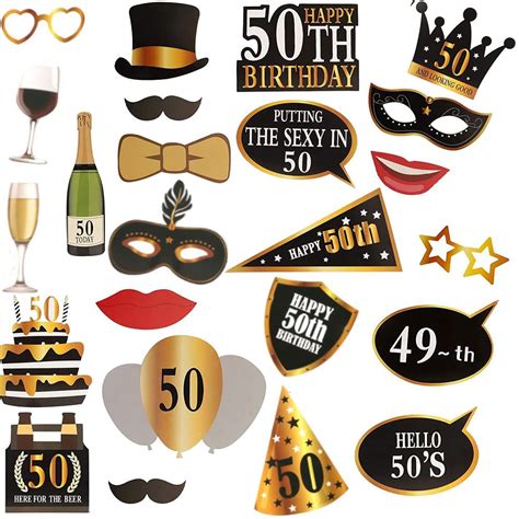Buy Awavm 24 Pieces 50th Birthday Photo Booth Props Birthday Photo