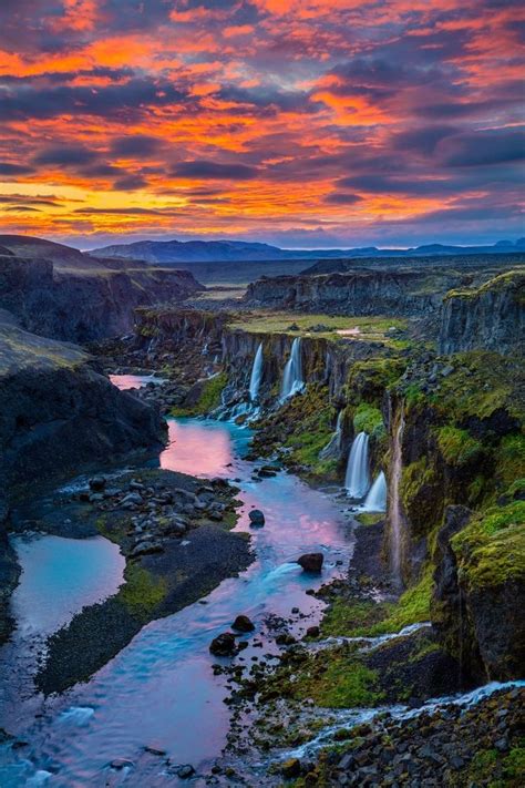 Icelandic Sunrise In 2020 Beautiful Waterfalls Beautiful Landscapes