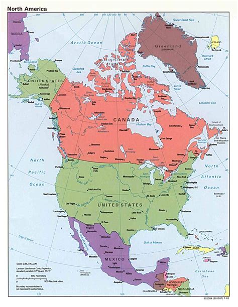 Большая подробная политическая карта Северной Америки Северная Америка большая детальная