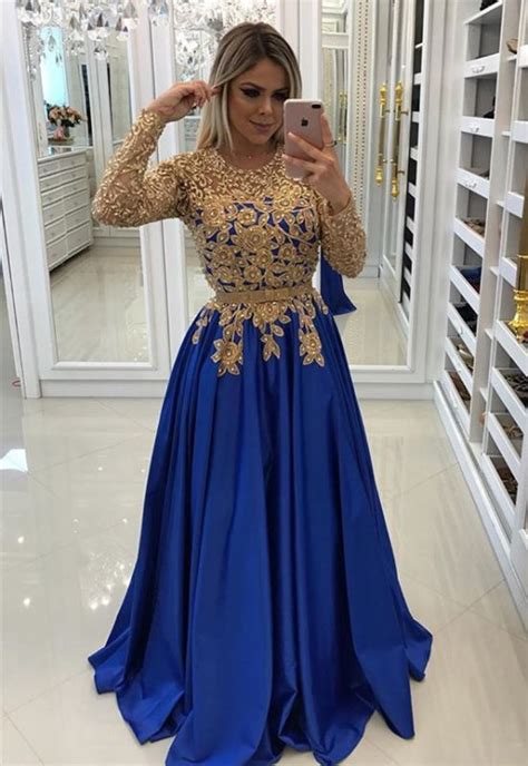 Here are the best plus size royal blue. Modern Royal Blue & Gold Lace Evening Dress | Long Sleeve ...