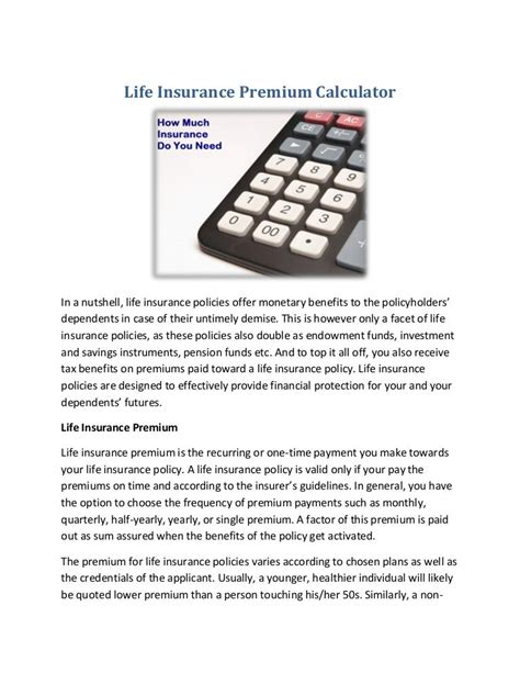 How To Calculate Life Insurance Premium Formula / Life Insurance, State