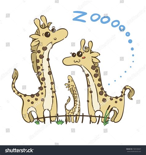 Illustration Doodle Cute Giraffes Hand Drawn Stock Vector Royalty Free