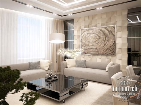 Medium sized modern open plan living room in london with white walls, no tv and grey floors. Living Room in a Modern Style Dubai