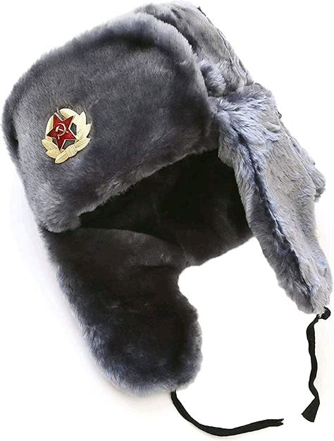 siberhat hat russian soviet army air force fur military ushanka gr gray grey size l [metric