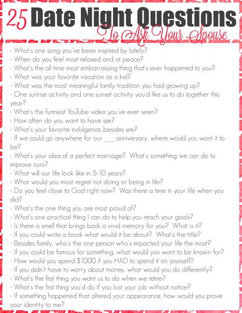 The Top Date Night Questions Free Printable