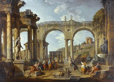 A Capriccio Of Roman Ruins With The Arch Of Constantine Painting By