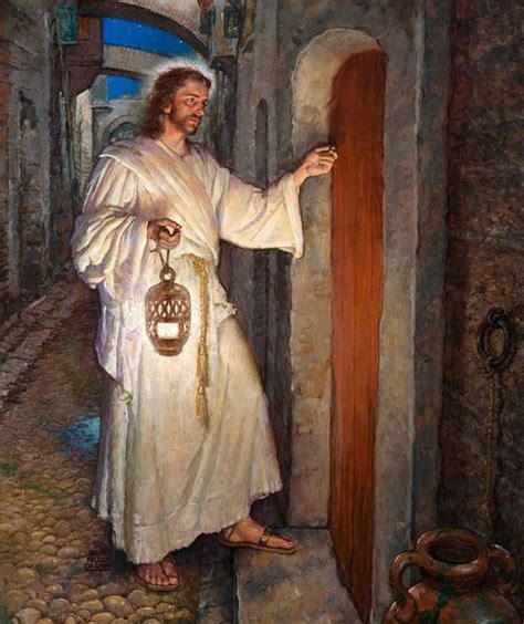 Painting Jesus Standing At The Door Knocking Painting