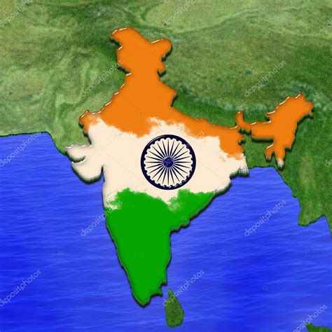 3d Map Of India Painted In The Colors Of Indian Flag