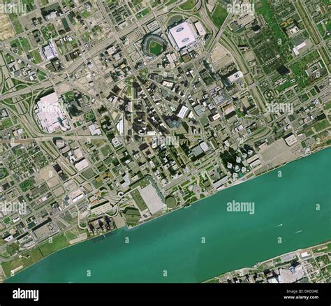 Aerial Photo Map Of Detroit Michigan Stock Photo Alamy
