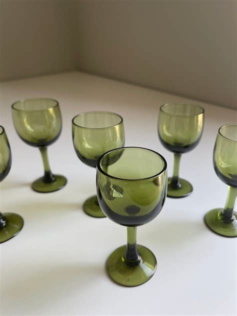 Set Of Green Crystal Aperitif Glasses Etsy
