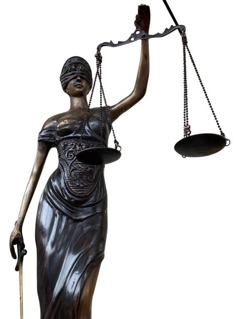 Bronze Lady Justice Statue Scales Legal Justitia Themis 20th Century