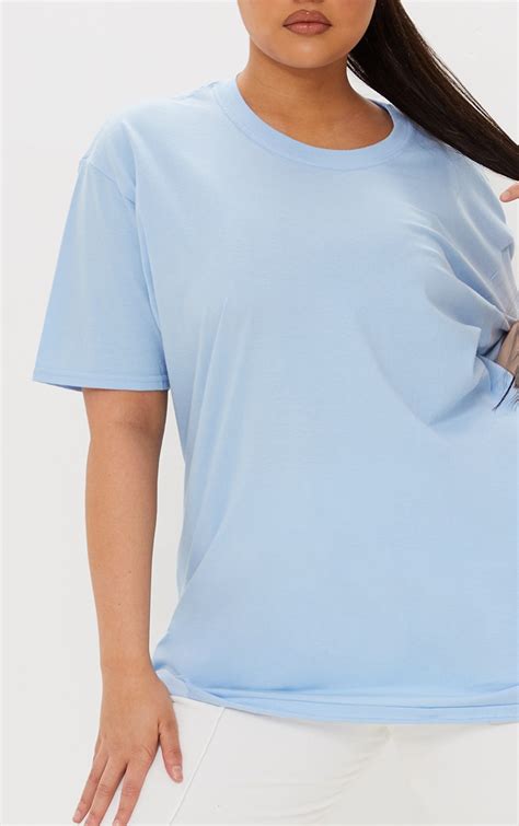 Plus Ultimate Light Blue Oversized T Shirt Prettylittlething Ca