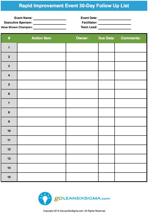 Meeting Follow Up Action Items Template