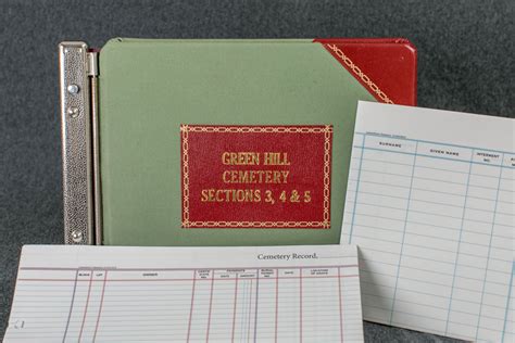 Cemetery Record Forms And Bound Books For Interment Records
