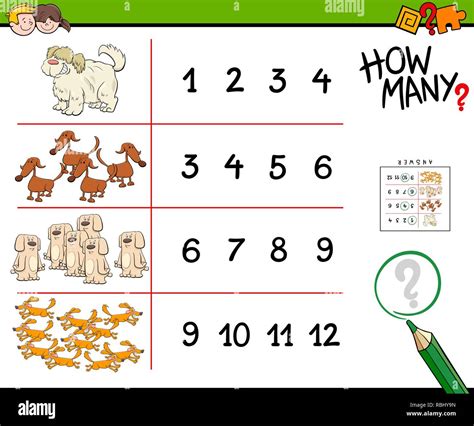 Cartoon Illustration Of Educational Counting Activity For Children With