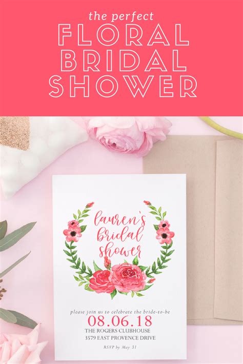 Printable Floral Bridal Shower Invitation Summer Shower Invitation Pink And Greenery