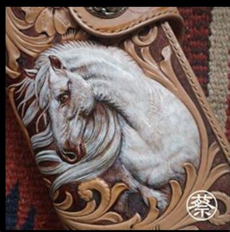 Wallet Horse Leather Carving Leather Art Hand Tooled Leather