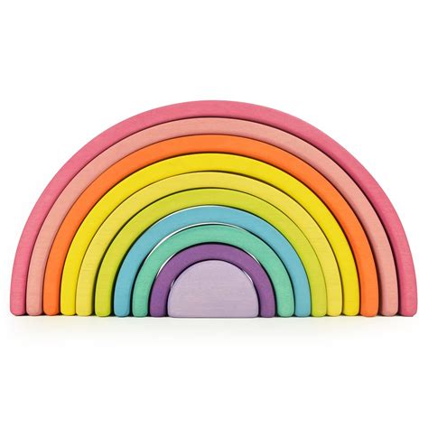 Pastel Rainbow Stacking Toy 10pcs Large Montessori Toys For