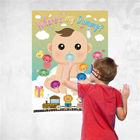 FEPITO Baby Shower Party Games Pin The Dummy On The Baby Game With