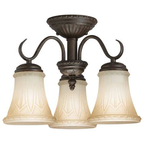 Install the correct size light bulb in the fixture's. Portfolio 14-in Carre Bronze Tea-Stained Glass Semi-Flush ...