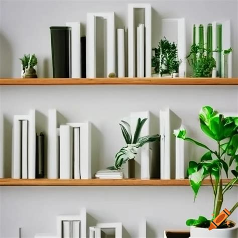 White Wall With A Bookshelf And Plants For Zoom Background On Craiyon