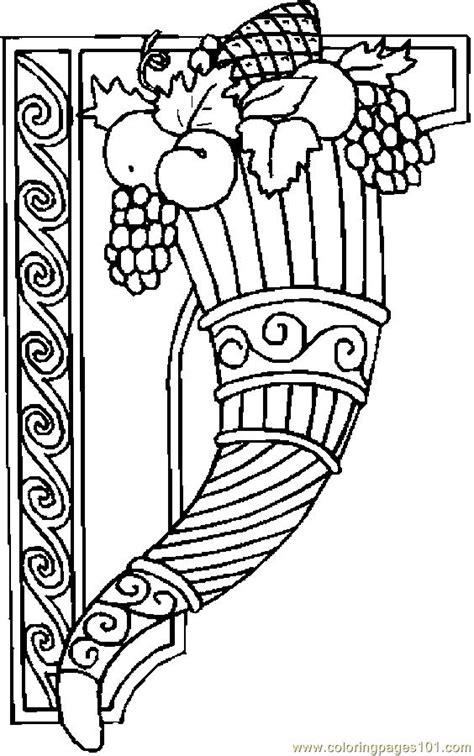 Cornucopia Border Coloring Page for Kids - Free Thanksgiving Day
