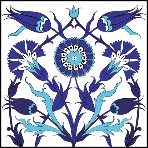 Turkish Ottoman Anatolian Decorative Floral Tile Art Stock Vector