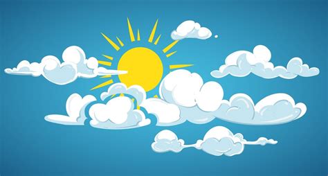 blue sky sun and white clouds vector illustration by microvector thehungryjpeg