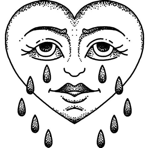A Drawing Of A Heart With Tears Coming Out Of The Face And Tears On It