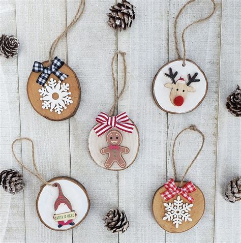 Mini Wood Slice Christmas Ornamentst Tags Etsy Christmas