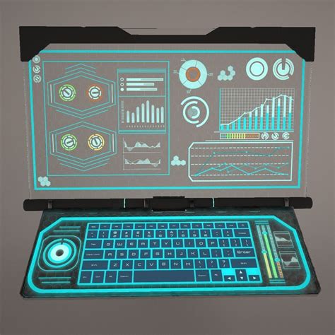 Sci Fi Computer With Glassy Hologram Screen 3d Model Cgtrader