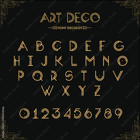 Art Deco Font Golden 1920s Decorative Letters Vector