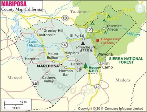 Mariposa County Map Maps Pinterest Highway Road County Seat And