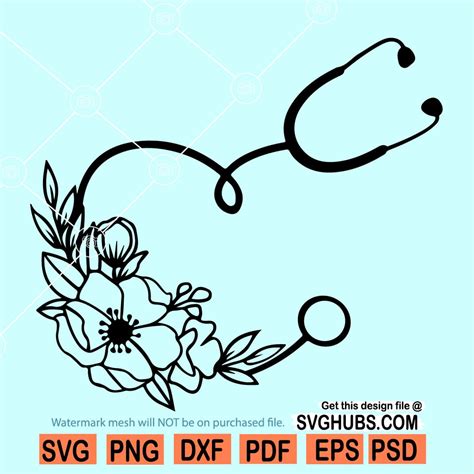 Floral Stethoscope Svg Nurse Svg Heart Stethoscope Svg Nurse Life Svg