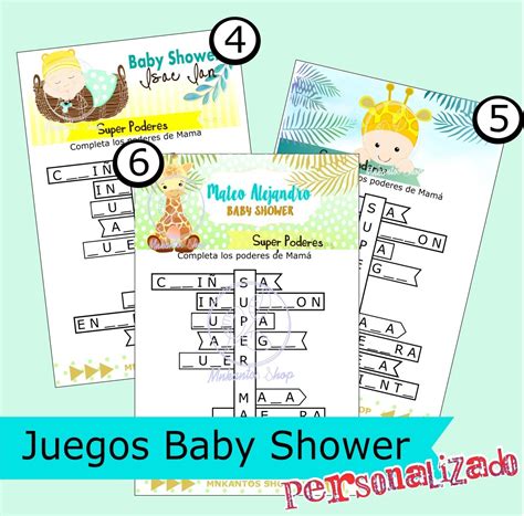 Juegos Para Baby Shower Personalizado Kit Imprimible En
