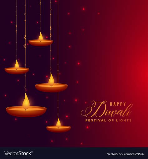 Beautiful Hanging Diya Decoration Diwali Vector Image