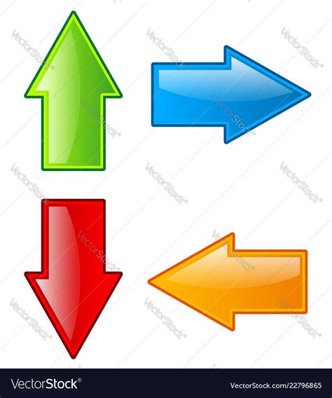 Arrow Icons In All Direction Up Down Left Right Vector Image