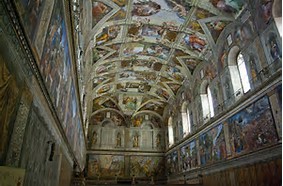 Image result for Michelangelo's paintings on the ceiling of the Sistine Chapel