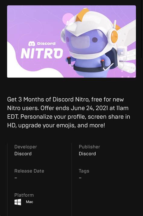 3 Months Of Discord Nitro Available For Free On The Epic Games Store