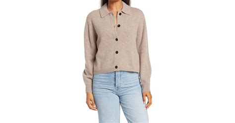Magaschoni Cashmere Collared Cardigan In Pebble Heather At Nordstrom
