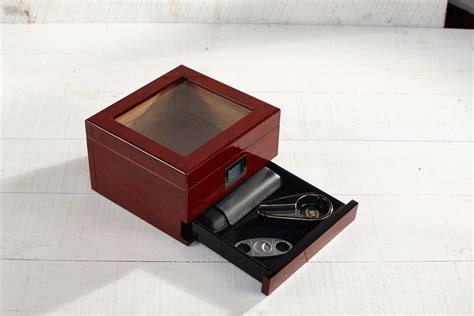 Personalized Cigar Humidor Engraved Glass Top Cigar Box Custom Humidor Gift Set Monogramed