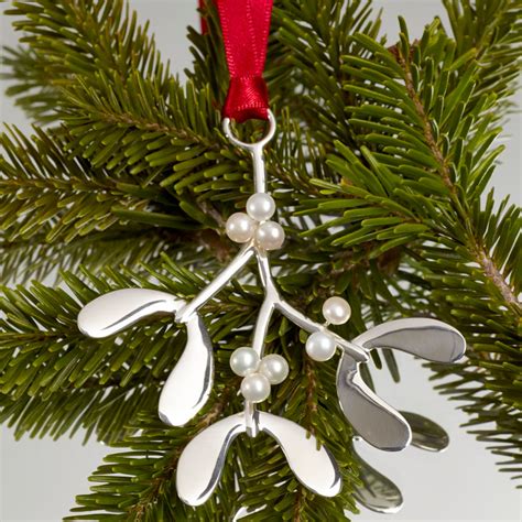 Sterling Silver And Pearl Mistletoe Christmas Decoration Braybrook