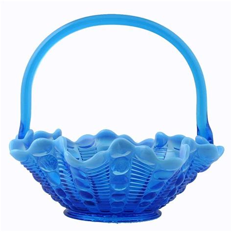 Tiara Exclusives Dewdrop Blue Opalescent Large Basket Indiana Glass From Catisfaction S Glass