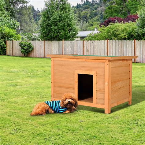 Pawhut 85cm Elevated Dog Kennel Wooden Pet House Outdoor Waterproof