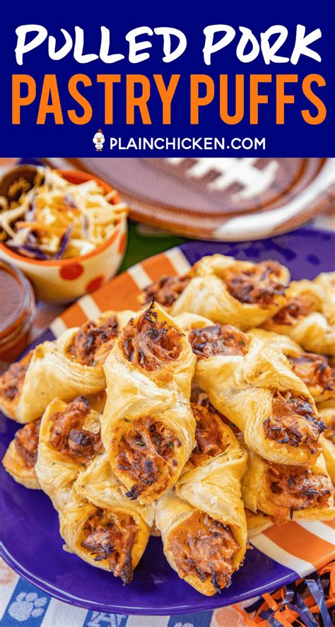 Because you brown the meat, then wrap it in the pastry and bake it, you can't make this ahead of time. Pulled Pork Pastry Puffs - only 4 ingredients! Great ...