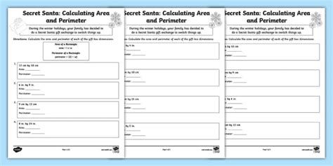 Fifth Grade Secret Santa Calculating Area And Perimeter