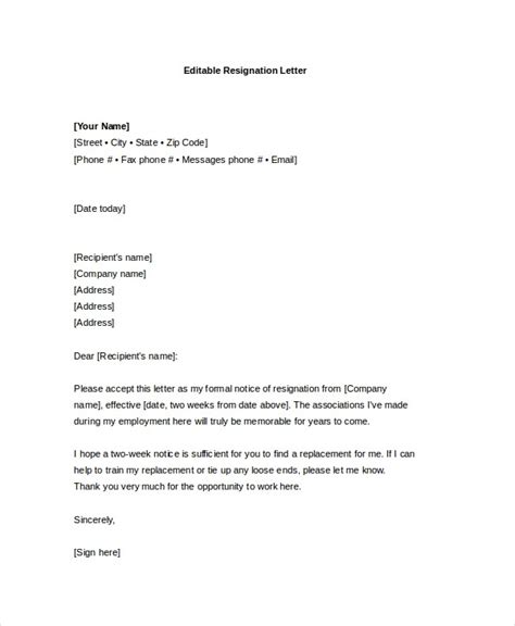 Letter Of Resignation Template Tecpastor
